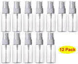 HOSL 1 Ounce Refillable Fine Mist Spray Bottle Perfume Sprayer Bottle Cosmetic Atomizers PET Spray Bottles Pump Pack of 12