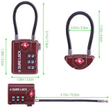 TSA Compatible Travel Luggage Locks, Inspection Indicator, Easy Read Dials - 1, 2 & 4 Pack (Large, BROWN 2 PACK)