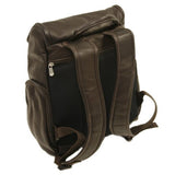 Piel Leather Multi-Pocket Laptop Backpack, Chocolate, One Size