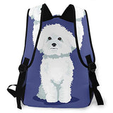 Multi leisure backpack,Breed Fluffy White Bichon Frise Dog One Color, travel sports School bag for adult youth College Students