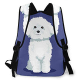 Multi leisure backpack,Breed Fluffy White Bichon Frise Dog One Color, travel sports School bag for adult youth College Students