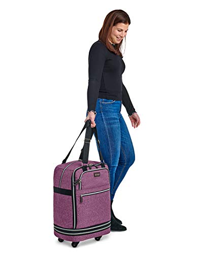 Biaggi Luggage Zipsak Boost Pro Foldable Spinner Carry On, Expands to Check-in Luggage, Purple