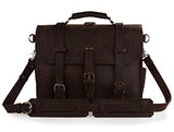 Polare Men'S Full Grain Leather 16'' Briefcase Shoulder Messenger Bag Fit 15.6'' Laptop