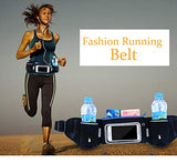 Clothink Running Belt Fanny Pack with Water Bottle Holder Unisex Waist Packs for Sports Black