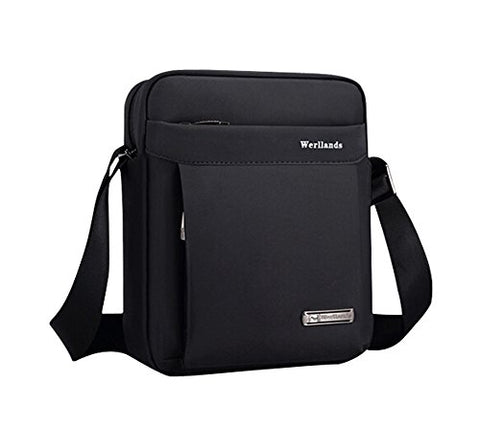 Men'S Waterproof Nylon Business Briefcase Durable Messenger Shoulder Bag Black