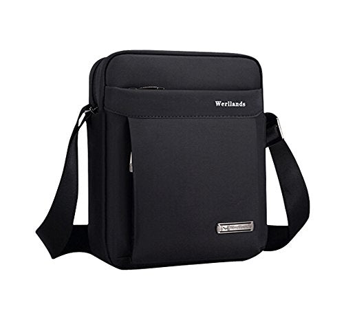 Men'S Waterproof Nylon Business Briefcase Durable Messenger Shoulder Bag Black