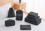 Packing Cubes 7 pcs Backpack Organizers Set for Carry on Travel Bag Luggage Cube (New Black 7)