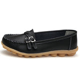 BOBILIKE Women's Leather Loafers Soft Driving Moccasins Casual Slip On Flat Shoes,401 Black 44