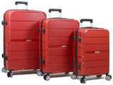 Dejuno Ark 3-Piece Lightweight Hardside Spinner Luggage Set-Red