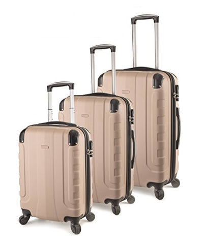 Travelcross Chicago Luggage 3 Piece Lightweight Spinner Set - Champagne