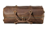 Polare 23" Classic Full Grain Leather Weekender Travel Overnight Luggage Duffel Bag