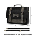 ECOSUSI Women Vintage PU Leather Messenger Shoulder Satchel Bag, Black