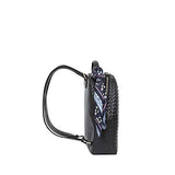 Cloe Knitted-like Backpack with Floral Print Scarf in Black Color