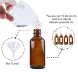 PrettyCare Eye Dropper Bottle 1 oz (4 Pack Amber Glass Bottles 30ml with Golden Caps, 1 Extra Eye Droppers, 12 Labels, Funnel & Measured Pipettes) Empty Tincture Bottles for Essential Oils