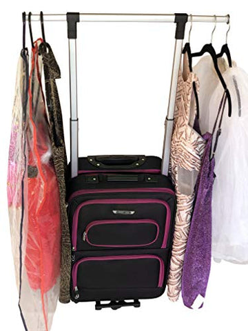 The Dance Angel Suitcase Hot Pink and Black"The Classic" Carry-On (Rolling Dance Bag With Costume