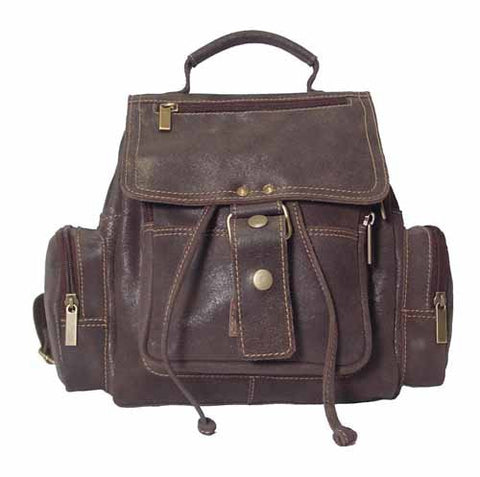 David King & Co. Mid Size Top Handle Backpack Distressed, Cafe, One Size