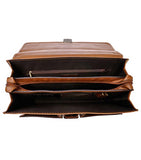 Zlyc Men Pu Leather Laptop Messenger Shoulder Bag Business Briefcase Top Handle Handbag, Brown