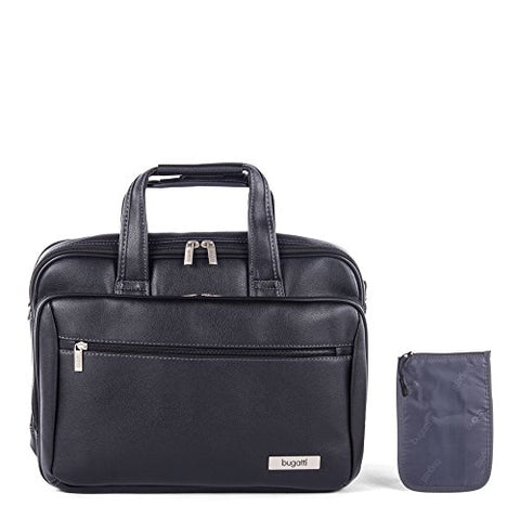 Bugatti Harrold Executive Briefcase, Synthetic Leather, Black