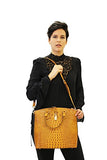 Vicenzo Leather Dione Croc Embossed Top Handle Leather Tote, Brown