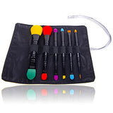Shany 6 Piece Double Sided Travel Brush Set With Pouch Synthetic And Natural Hair, Luna
