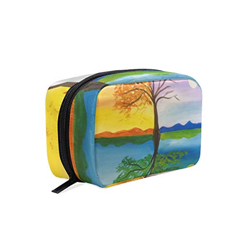 Toiletry Bag Four Seasons Reflection Womens Beauty Makeup Case Brush Cosmetic Organizer