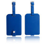 Luggage Bag Tags Leather Travel ID Labels Suitcase Name Tags with Snap - Set of 2 (PU Blue)