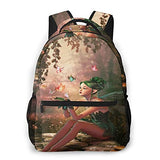 Multifunctional Casual Backpack,3d Computer Graphics Of A Fairy And Flying Butterflies,Adult Teens College Double Shoulder Pack Travel Sports Bag Computer Notebooks