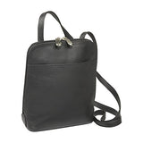 Ledonne Leather U-Zip Mini Shoulder Bag, Black, Small