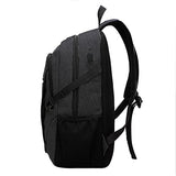 ABage Unisex School Backpack Lightweight Travel Backpacks with USB Charging Port, Black