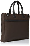 Calvin Klein Men'S Nylon With Saffiano Trim Slim Attache, Dark Chocolate Brown