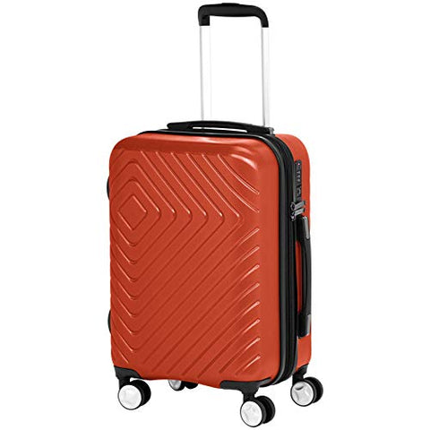 AmazonBasics Geometric Travel Luggage Expandable Suitcase Spinner with Wheels and Built-In TSA Lock, 20 Inch - Orange