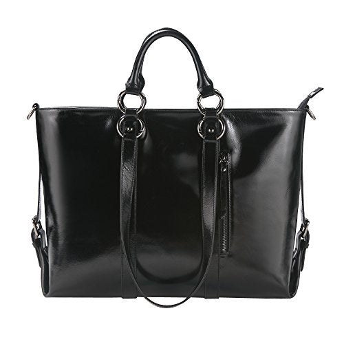 S-ZONE Leather Tote Bag For Women Work Travel Shoulder