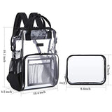 Gonex Heavy Duty Clear Backpack with Cosmetic Bag, Transparent Backpack Fits 15.6 inch Laptop for School, Work, Travel Black