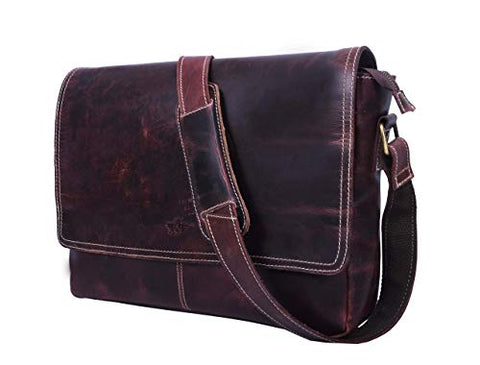 Addey Supply Company Leather Messenger Laptop Cross-Body Bag 15 X 4 X 11 inch Walnut