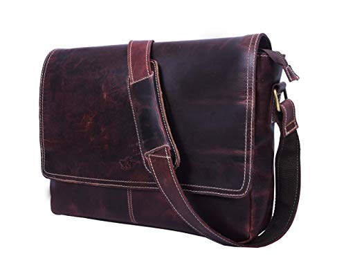 Addey Supply Company Leather Messenger Laptop Cross-Body Bag 15 X 4 X 11 inch Walnut