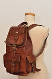 HLC 20" Genuine Leather Retro Rucksack Backpack College Bag,School Picnic Bag Travel