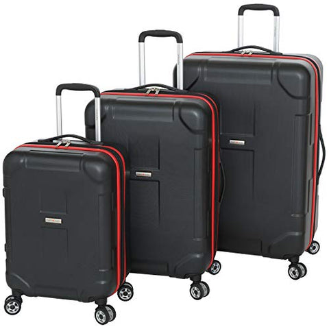 Regent Square Travel - Luggage Set Hard Shell With Spinner Goodyear Wheels - Set of 3 Pieces - Hard Case - Black