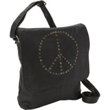 Sharo Leather Bags Peace Messenger Bag (Black)