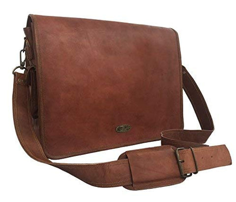 VINTAGE COUTURE 18 Inch Genuine Business Leather Laptop Messenger Bag