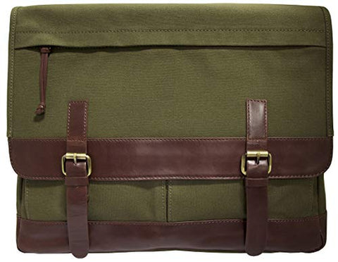 Mancini 15.6" Laptop Messenger Bag in Olive - Brown Trim