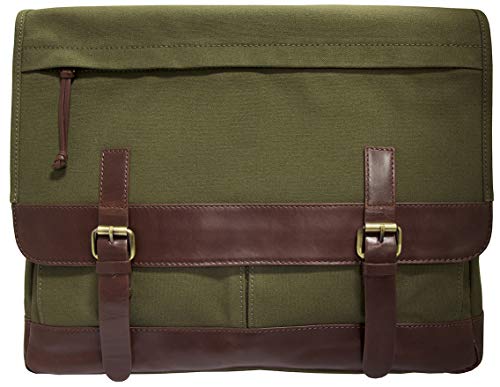 Mancini 15.6" Laptop Messenger Bag in Olive - Brown Trim