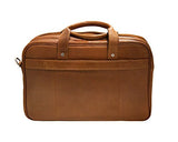 Mancini Zippered Double Compartment RFID Secure 15.6" Laptop Briefcase in Cognac