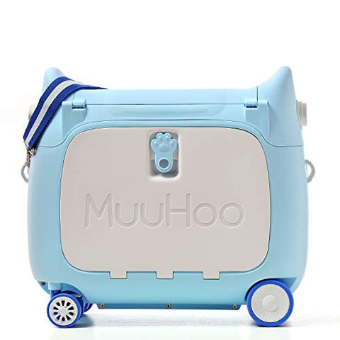 ANIMOR Kids Travel Partner Ride-On Suitcase and Carry-On Luggage, Classic Rolling Luggage (Penguin Blue)