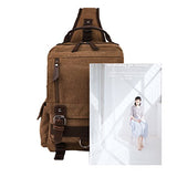 ABage Unisex Canvas Backpack Small Vintage Army Crossbody Sling Bag Purse School Bag, Burgundy