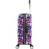 BEBE Women's Gia 3pc Suitcase Set with Spinner Wheels, Purple Pansies