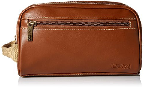 Kenneth Cole Men's Zip Travel Kit with Woven Handle, Saddle, One Size