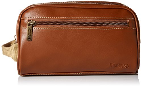 Kenneth Cole Men's Zip Travel Kit with Woven Handle, Saddle, One Size