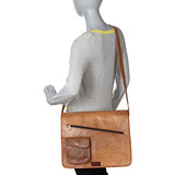 Sharo Leather Bags Computer Messenger Bag (Brown)