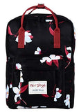 HotStyle Convertible Floral Backpack for Girls - Waterproof fits 14-inch Laptop - Black