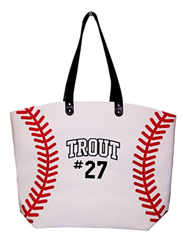 X-Large 22 In Wide Baseball Design Beach Bag Tote -- Personalization Available (Baseball - Name)